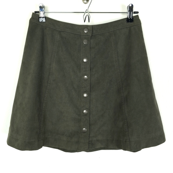 Abercrombie and Fitch Faux Suede Front Snap Button Skirt size 8 - Picture 1 of 10